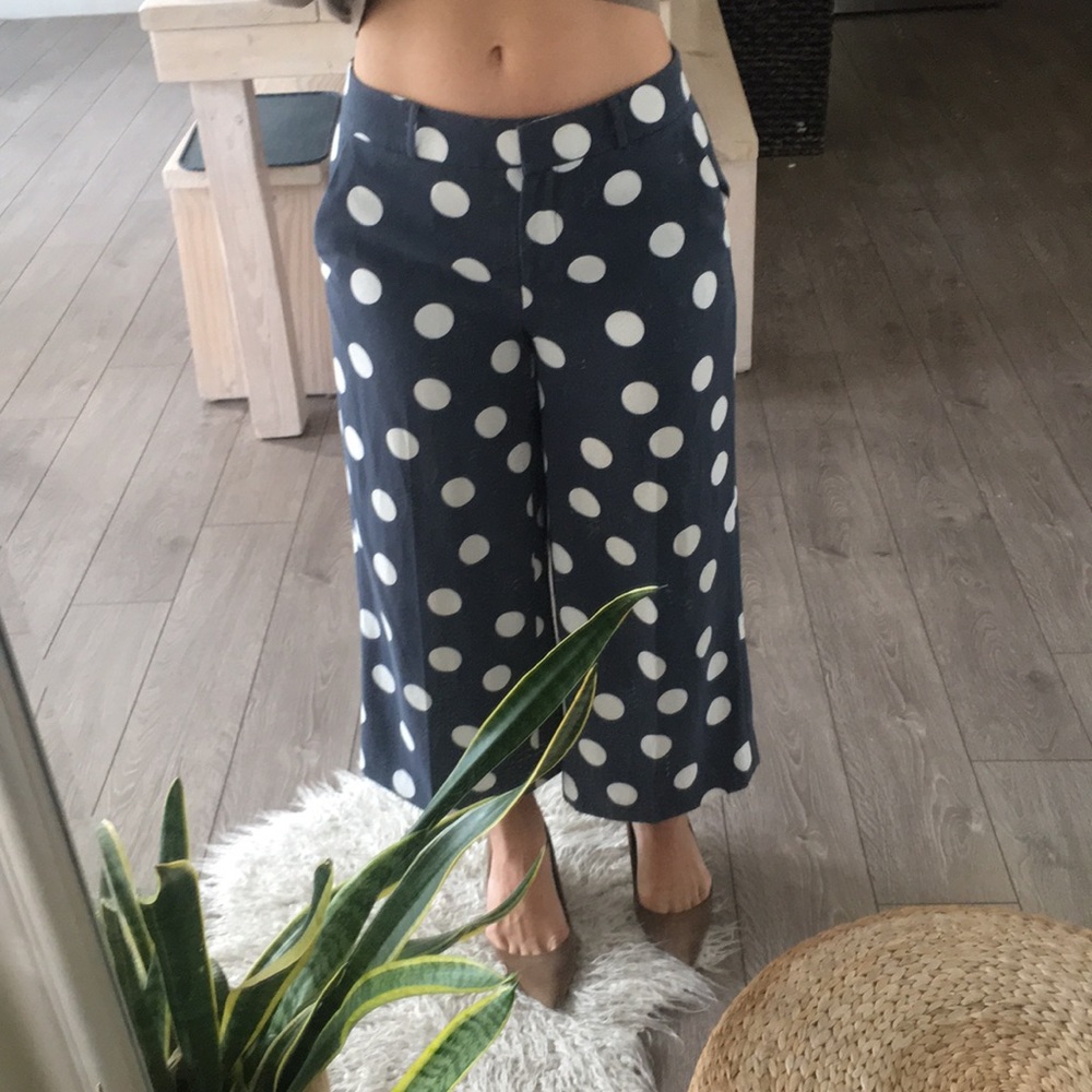 Loft Polka Dot Wide Leg Pants, size 0